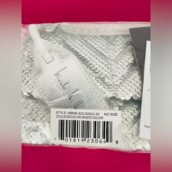 Nicole Miller - Small Silver Sequin Bag Adjustable Silver Shoulder Chain MSRP$50 - Picture 7 of 8